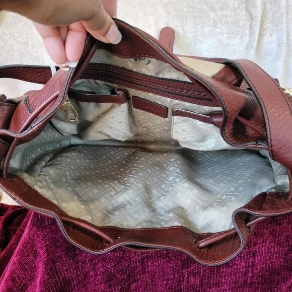 COLE HAAN Burnt Orange Pebbled Leather Adjustable Strap Satchel Shoulder Bag - Picture 3 of 14